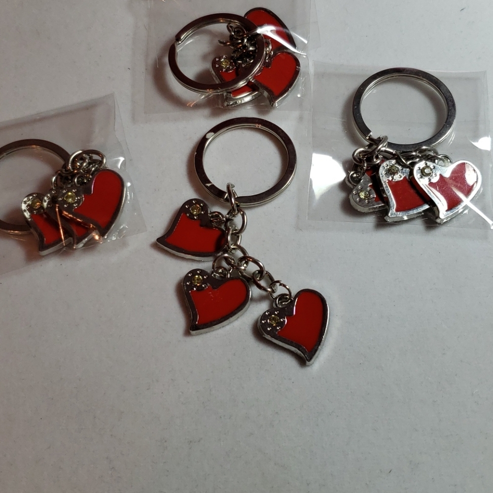 Set of 2  Dangle Hearts Keychains